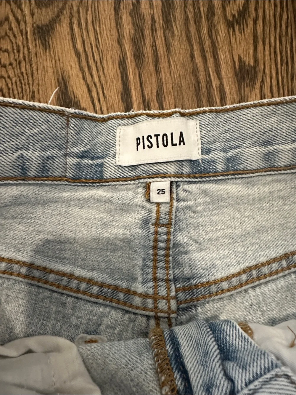 Pistola zip fly distressed denim shorts